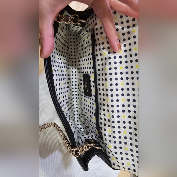 Kate Spade Black Leather 2 Way Clutch Shoulder Handbag Gold Chain & Dustbag EUC - Picture 11 of 16